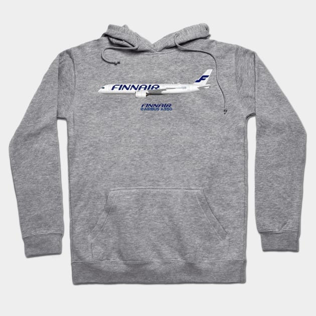 Illustration of Finnair Airbus A350 Hoodie by SteveHClark